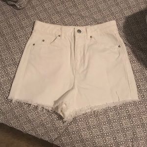 High Waisted Jean Shorts White TOPSHOP